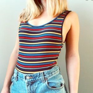 UO Multicolor horizontal striped cami bodysuit